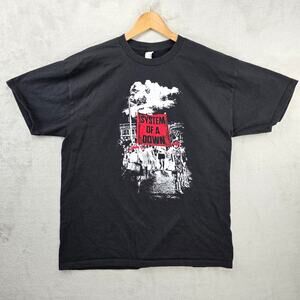 System Of A Down Shirt Mens XL Black Banner March Graphic Tour Metal Band Tee